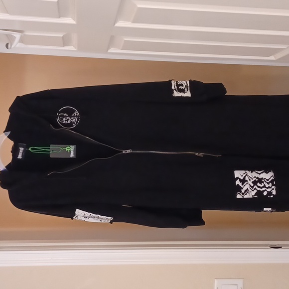 DOLLSKILL DARKER WAVS XXL DIATONIC HOODIE DUSTER PATCHES FRONT/BACK SIDE POCKET - Picture 13 of 16